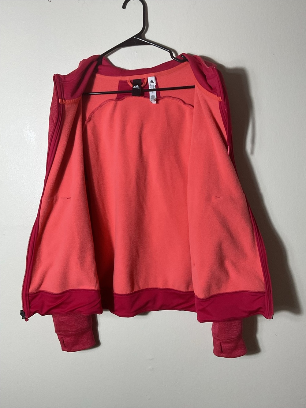 Adidas Women’s Climawarm Team Issue Energy Pink Melange Full Zip Hoodie Sz M - Picture 6 of 7